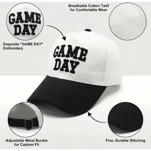 NWT Game Day Two-Tone Baseball Cap Black White Embroidered Sports Hat OS thumbnail 4