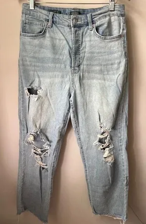 Wild Fable Highest Rise Straight Distressed Jeans Size 12 thumbnail 1