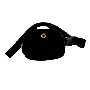 NEW Wantable Brushed Velvet Belt Bag Black thumbnail 3