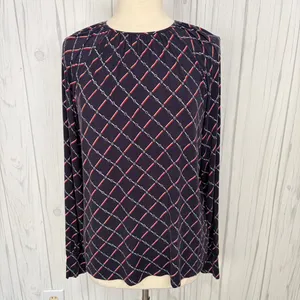 LAUREN RALPH LAUREN Jaralda Logo Chain Link Print‎ Long-Sleeve Blouse, Large thumbnail 2