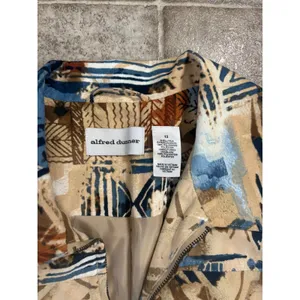 Alfred Dunner Womens Blue Tan Abstract Geometric Zip Up Jacket‎ Size 12 thumbnail 4
