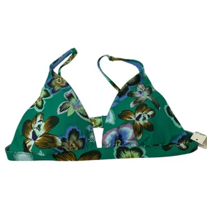 Aerie Green Floral Triangle Bikini Top Preppy Summer Beach‎ Pool NWT Womens XL thumbnail 2