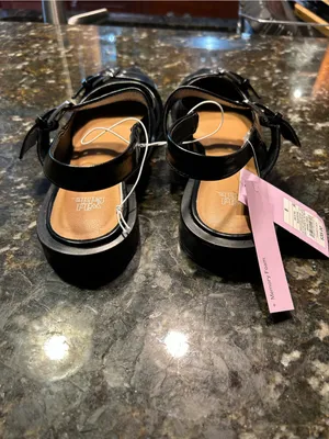 Size 8 Peyton Double Buckle black Slingback Flats by wild‎ fable alt punk rock thumbnail 3