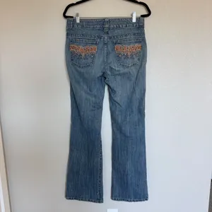 Lee One True Fit Jean Womens 7/8M Blue Bootcut Denim Embroidered Pockets Y2K Vtg thumbnail 3