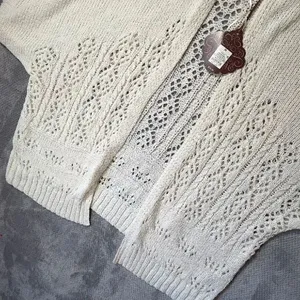 Knox Rose Medium Ivory Open Knit Cardigan Shrug Open Front Boho Western NEW #170 thumbnail 3