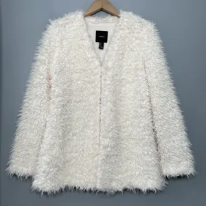 Forever 21 Teddy Jacket Size Small Creamy White Coat Faux Fur Shaggy Glam Chic thumbnail 1