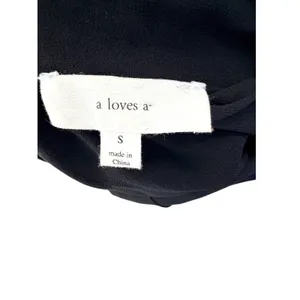 A Loves A Black Velvet V-Neck Midi Dress Feather Shoulder‎ Trim S Glam No Belt thumbnail 6