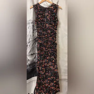 Free People Brielle Floral Ruched Black Dress small - Read thumbnail 2