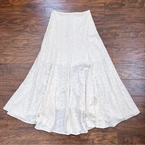 Rebecca Taylor • Lace Maxi Skirt cream New Ivory flowy slit crochet beach summer thumbnail 14