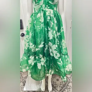 Selkie Strapless Green Floral Midi Dress Size X-Small Retail $325 P-48 thumbnail 9