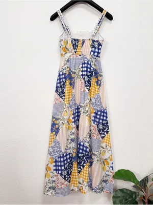 Moon River Patchwork Print Cotton Midi Dress Off White Multi $108 Small thumbnail 6