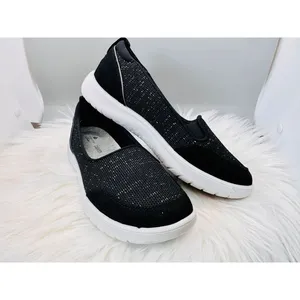 Clarks Cloudsteppers Adella Knit Slip On Sneakers Black Shimmer Cushion Sz 5 thumbnail 2