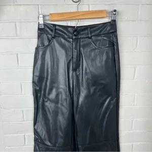 SHEIN Black Faux Leather Straight Leg Pants Size XS thumbnail 3