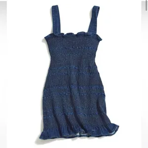 Urban Outfitters denim smocked mini dress size 6 thumbnail 11