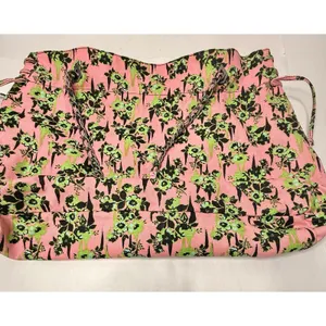 Volcom 2000s Pink Green Floral Large Tote Bag‎ Chain Handles Hobo Beach Casual thumbnail 14