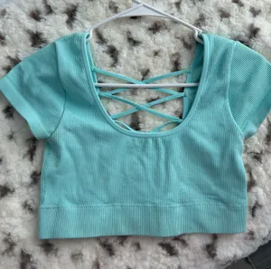 Aerie teal crop top thumbnail 1