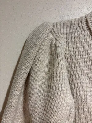 J. Crew Cream Cropped Puff Sleeve Turtleneck Sweater Wool Alpaca Size Medium thumbnail 7