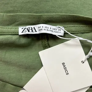 Zara NWT Green Cotton Cuffed Short Sleeve Crew Oversized T-Shirt Midi Dress Sz S thumbnail 6