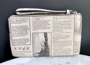 NWT Coach Large Corner Zip Wristlet in Vintage Newspaper Print thumbnail 1