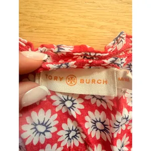 Tory Burch Red Daisy Floral Off Shoulder Romper Tassel Tie Size M thumbnail 4