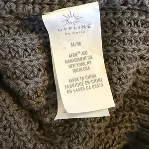 Aerie OFFLINE Oversized Hooded Ribbed Knit Sweater Smoked Gray Women’s Medium thumbnail 9