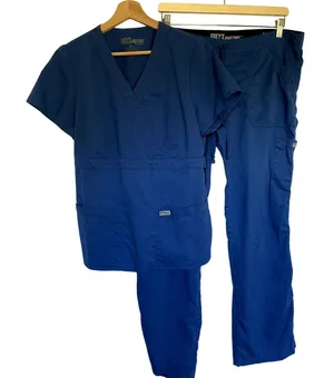 Grey's Anatomy by Barco blue scrubs set workwear pockets women's size medium thumbnail 1