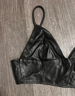 Leather Crop Top Black Size M thumbnail 2