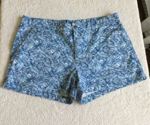 Blue Palm Leaf Print Cotton Shorts - Sz 10 thumbnail 2