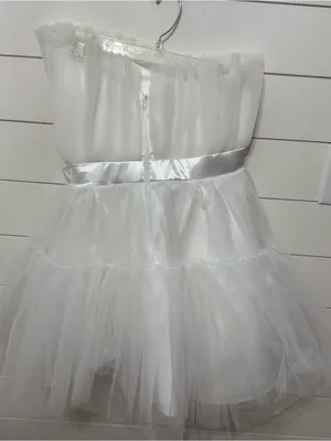 Strapless mini white tulle dress thumbnail 3