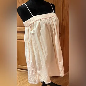ZARA Linen Blend Babydoll Mini Dress with Pockets in Peach Tangerine Size‎ Small thumbnail 11