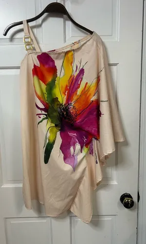 SHEIN Cream One-Shoulder Blouse thumbnail 1