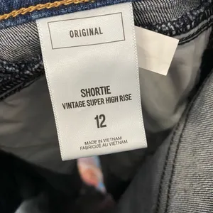 Express Shortie Vintage Super High Rise Western Denim Jean Shorts 12 Cutoff thumbnail 6