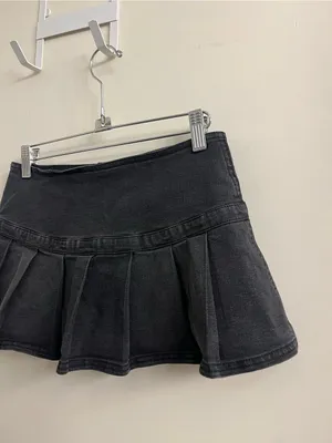 BDG Shaina Micro Mini Skort in Black Denim Size XS thumbnail 9