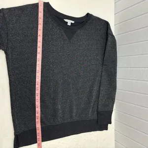 American Eagle Outfitters Black Metallic Pullover Top Long Sleeve Slit Sides M‎ thumbnail 7
