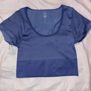 Aerie Blue Ribbed Scoop Neck Top thumbnail 1