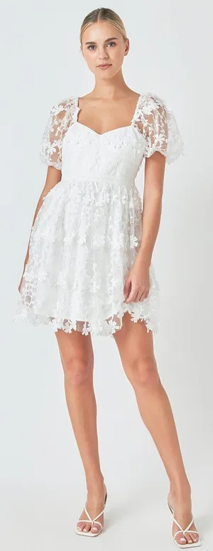 Endless Rose NWT Crochet Lace Bustier Puff Sleeve Dress thumbnail 2