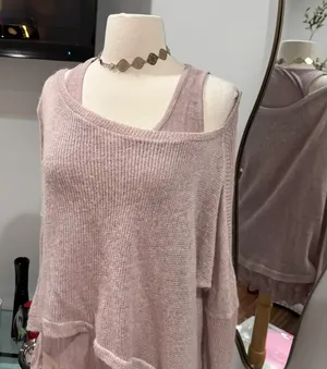 New Collection Made in Italy Mauve Mohair Blend Layered Tunic Sweater Set thumbnail 3