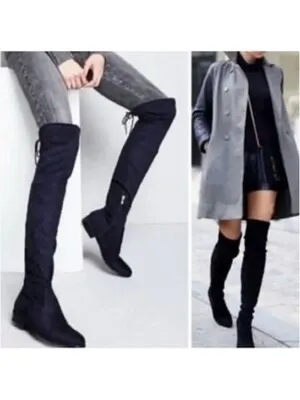 Marc Fisher Humor 2 Over-the-Knee Flat Riding Boots Women's Size 8 Navy Blue thumbnail 2