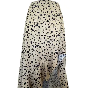 Asymetrical Animal Print‎ High-Low Ruffle Maxi Skirt Small Tan Black Flowy Boho thumbnail 3