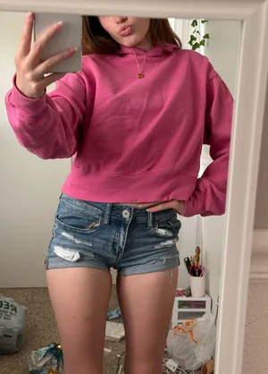 Pink Old Navy Cropped Hoodie thumbnail 1