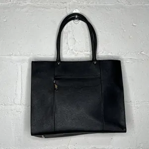 Rebecca‎ Minkoff Women's Black Gold Embossed Leather Shoulder Tote Bag thumbnail 2