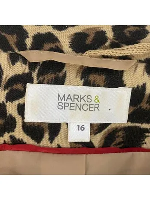 Marks & Spencer Leopard Print Button Shoulder Pads Blazer Size 12 Brown thumbnail 4