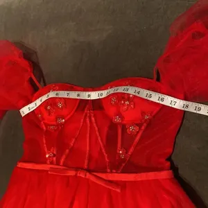 Women’s Red Prom Party Formal Dress With Corset Back and Leg Slit Size 10 NWOT thumbnail 12