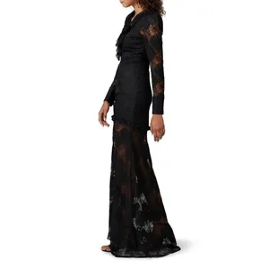 Revolve x ALEXIS Lucasta Lace-Detailed Deep V Maxi Dress Small Whimsical Goth‎ thumbnail 8