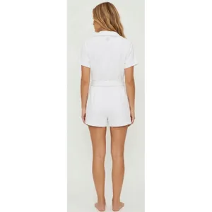 Beach Riot White Terry Cloth Snap Front Belted Romper Size‎ Large NEW thumbnail 2