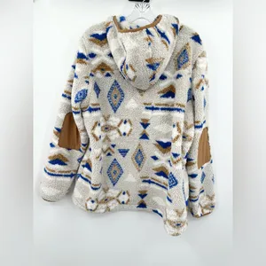 The North Face Hoodie Womens Aztec 1/4‎ Zip Sherpa Long Sleeve Elbow Patches XL thumbnail 3