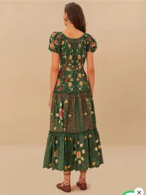 FARM Rio Green Pineapple Garden Organic Cotton Maxi Dress Size M thumbnail 3