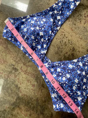 AERIE Wide Strap Plunge Bikini Top in Brilliant Blue Floral Size M thumbnail 14