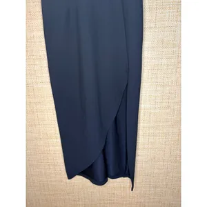 Abercrombie & Fitch Black V-Neck Midi Dress Large Tulip Hem Sleeveless Cocktail thumbnail 3