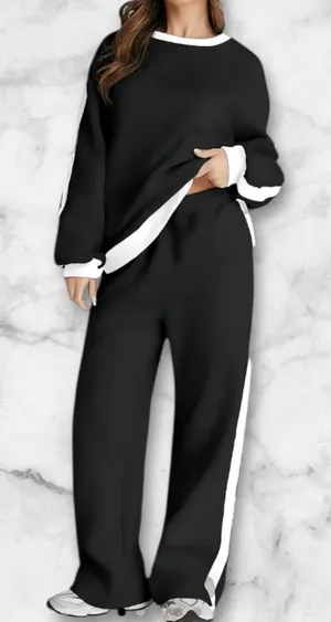 Black and White Tracksuit Set, Loose Fit thumbnail 1